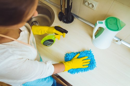 Cleaned kitchen and living area as part of domestic cleaning in Merton